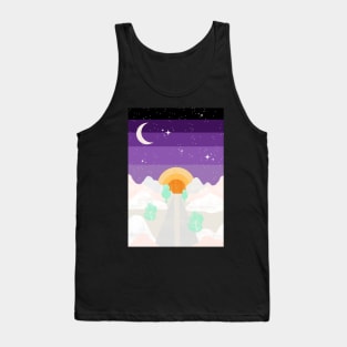 Snowy wild sunrise - psychedelic landscape art illustration Tank Top